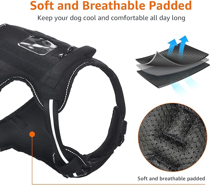 Amazon Basics No Pull Dog Harness, Adjustable Front Clip, Tactical Vest, X-Large, Black-PawvioPets