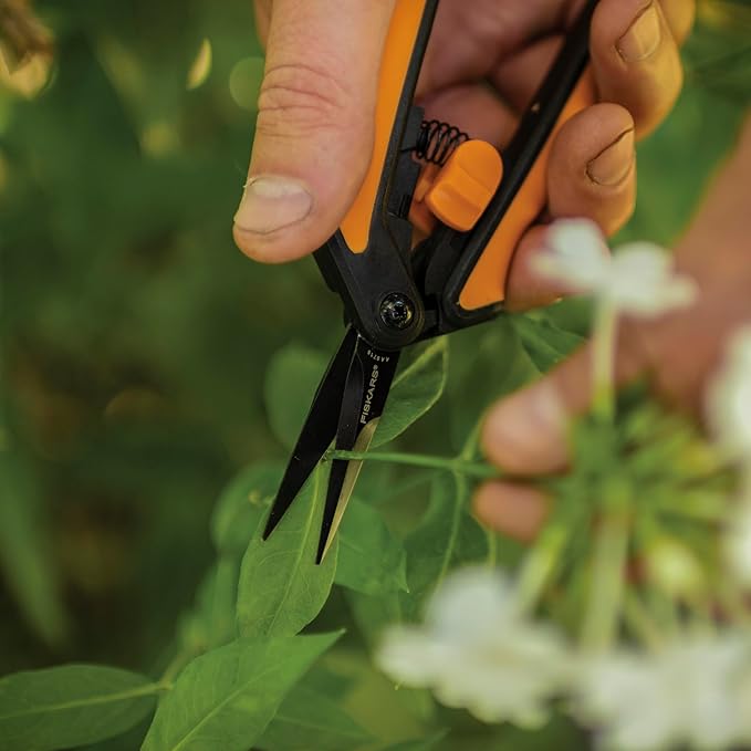 Fiskars 6" Pruning Scissors (2-Pack) for Flowers, Buds, Weeds and Small Plants, Garden Snips with Resin Resistant Nonstick Stainless Steel Blades, Gardening Trimmers with Comfortable Handle-PawvioPets