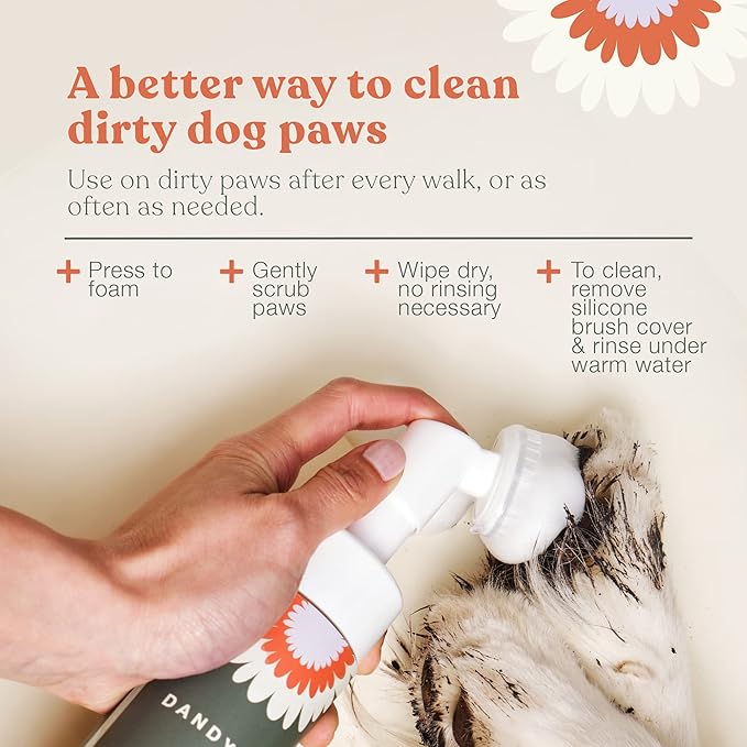 Dandylion Clean Paws Value Set – No‑Rinse Foaming Paw Cleaner with Built‑in Brush + 10 fl oz Refill-PawvioPets