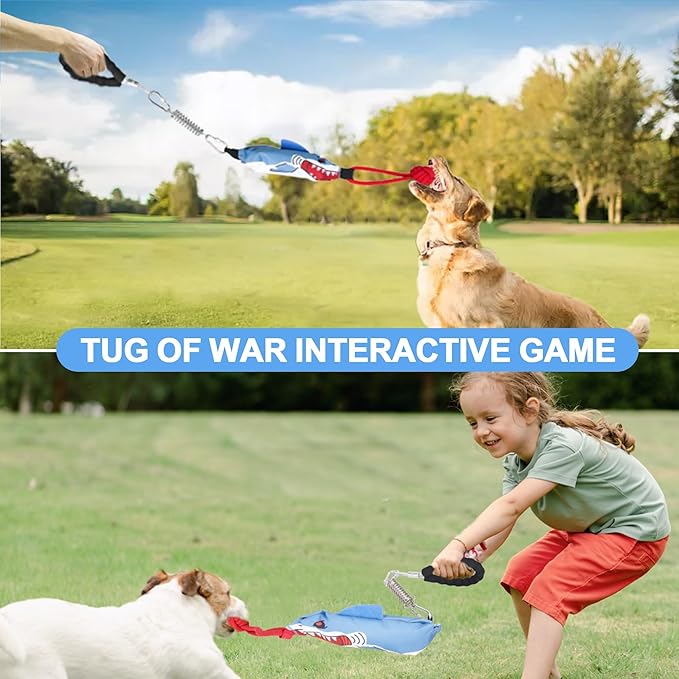 Dog tug of war Toy with Handle,Interactive Dog Toys with Squeak for Aggressive chewers, Durable Bungee Cord Toy with chew Ball-PawvioPets