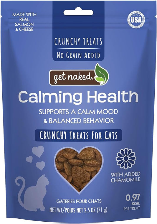 Get Naked Cat Calming Treats | Crunchy Salmon & Cheese Flavor | Feline Anxiety Relief & Stress Control | Grain-Free Cat Calming Product | Made in USA 2.5 oz-PawvioPets
