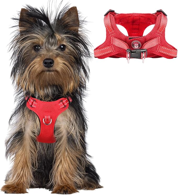 Dog Harness Step in Dog Vest Harness, Reflective Adjustable Puppy No Pull Harness Breathable Soft for Small and Medium Dogs Cats, Red, XXS-PawvioPets