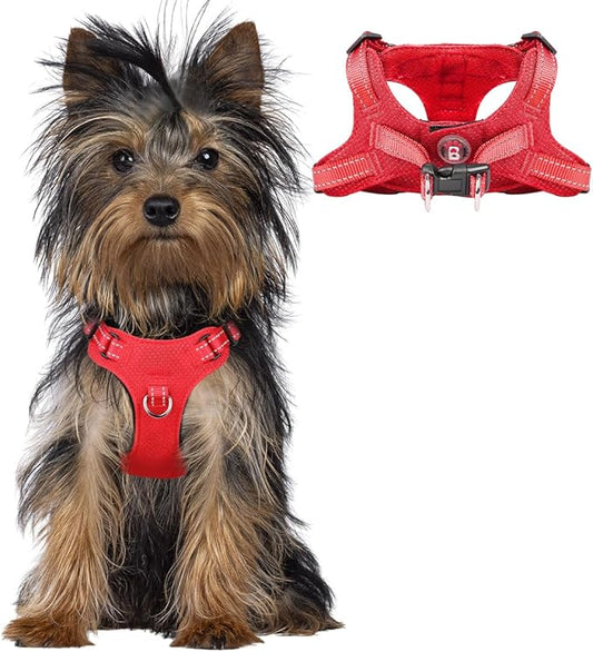 Dog Harness Step in Dog Vest Harness, Reflective Adjustable Puppy No Pull Harness Breathable Soft for Small and Medium Dogs Cats, Red, XXS-PawvioPets