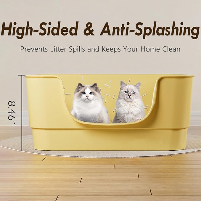 Extra Large Cat Litter Box with High Sides,23.23"×16.34"×8.46",Jumbo Kitty Litter Box with Low Entry,XL Cat Boxes for Indoor Cats,Easy to Clean,Anti-Splashing(Grey)-PawvioPets