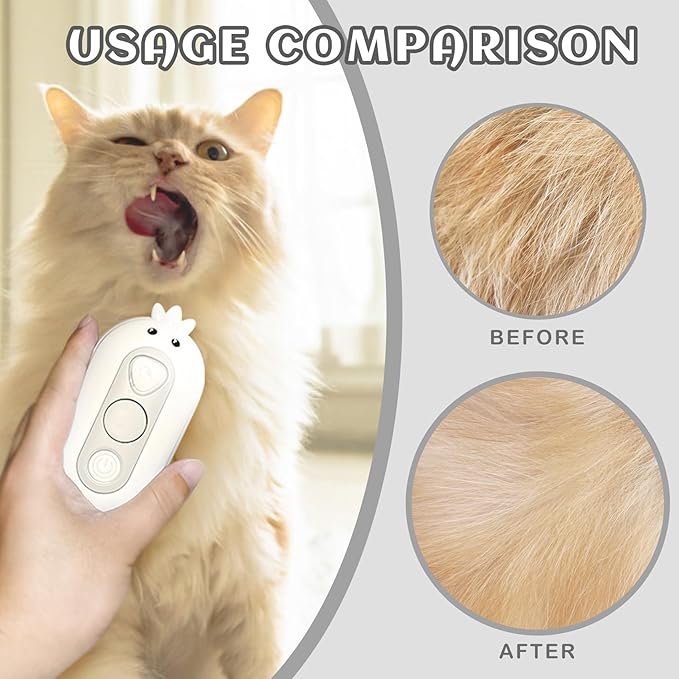 3-in-1 Rechargeable Steam Brush for Cats & Dogs - Anti-Static Spray Pet Grooming Brush with Warm Mist Massage, Hair Shedding Control, Detangling Comb & Cleaning Tool for Effective Deshedding-PawvioPets