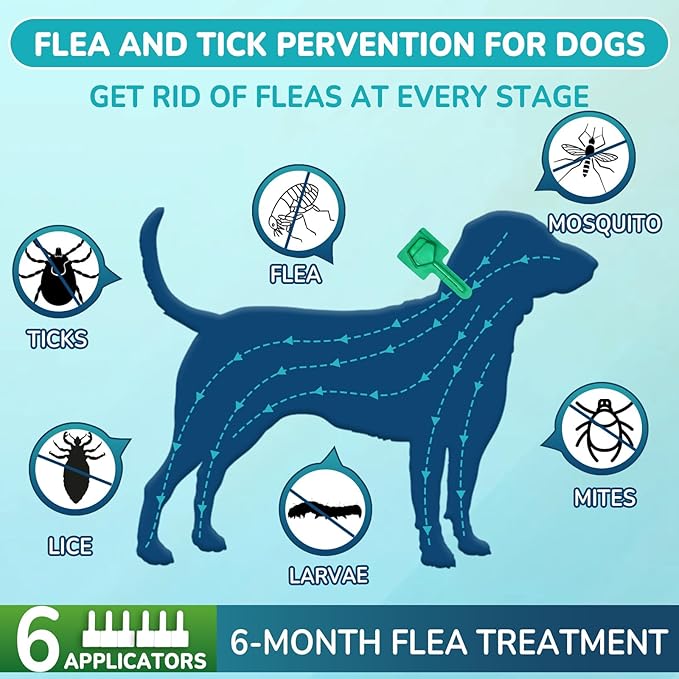 Flea and Tick Prevention for Small Dogs, 6-Month Supply Dog Flea and Tick Treatment Drops, Topical Fast-Acting Dog Flea Treatment for Small Dogs Up to 5 to 22 lbs-PawvioPets