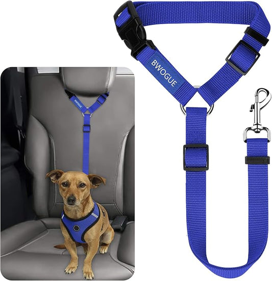 BWOGUE Pet Dog Cat Seat Belts, Car Headrest Restraint Adjustable Safety Leads Vehicle Seatbelt Harness (1 Pack)-PawvioPets