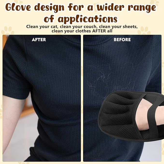 2 Pack Pet Hair Remover Gloves,2025 Upgraded Static Removal Gloves, for Pet Hair, Cat & Dog Hair Removal Tool for Couch,Furniture, Carpet, Car Seat, Pet Grooming-PawvioPets