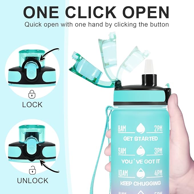 Enerbone Water Bottle, Leakproof BPA & Toxic Free, Motivational Water Bottle with Times to Drink and Straw, Fitness Sports Water Bottle with Strap for Office, Gym, Outdoor Sports-PawvioPets