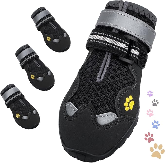 Dog Shoes for Large Medium Small Dog, Mesh Breathable Dog Shoes for Hot Pavement, Anti-Slip Dogs Boots Paw Protectors with Reflective for Outdoor Walking Indoor Hardfloors (Size 6)-PawvioPets