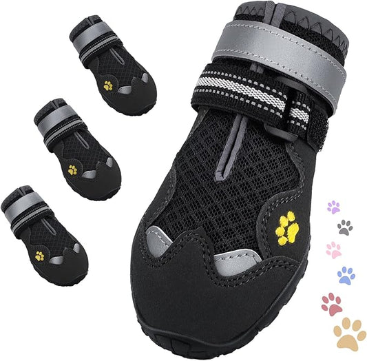 Dog Shoes for Large Medium Small Dog, Mesh Breathable Dog Shoes for Hot Pavement, Anti-Slip Dogs Boots Paw Protectors with Reflective for Outdoor Walking Indoor Hardfloors (Size 1)-PawvioPets