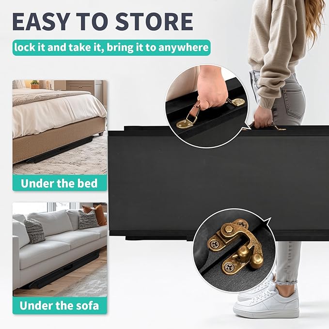 Dog Ramp for Bed, Adjustable Pet Ramps for Dog to Get on Bed, Non-Slip Rubber Surface - Folding Wooden Dog Ramp for Small/Large/Old Dogs, Adjustable up to 19.5 inch High Beds-PawvioPets