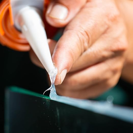 Aquarium Silicone Sealant Clear (2x10.5 floz) 100% Silicone, Waterproof Aquarium Safe, Non-Toxic Fish Tank Glue, Solvent Free, Rapid Curing, Strong Adhesion, Transparent, 2 Pack-PawvioPets