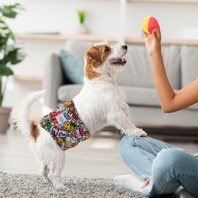 CuteBone Dog Diapers Male Washable Belly Band for Male Dogs Wraps Black 3pcs a Pack DM55L-PawvioPets