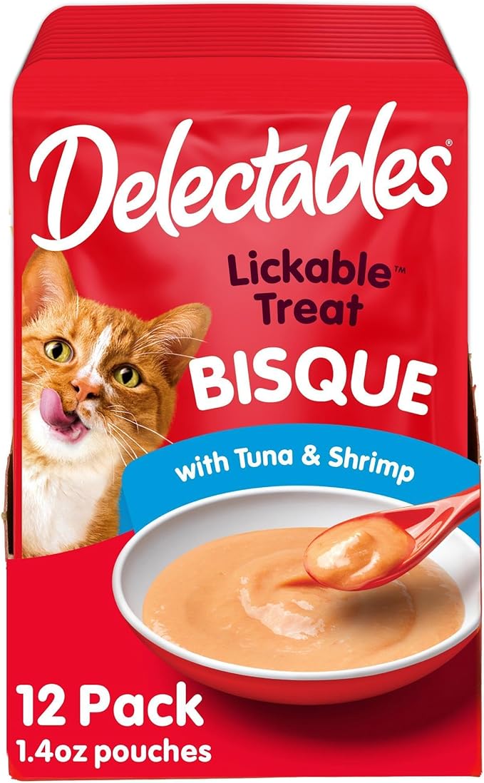 Delectables Bisque Lickable Wet Cat Treats - Tuna & Shrimp - 12 Pack-PawvioPets