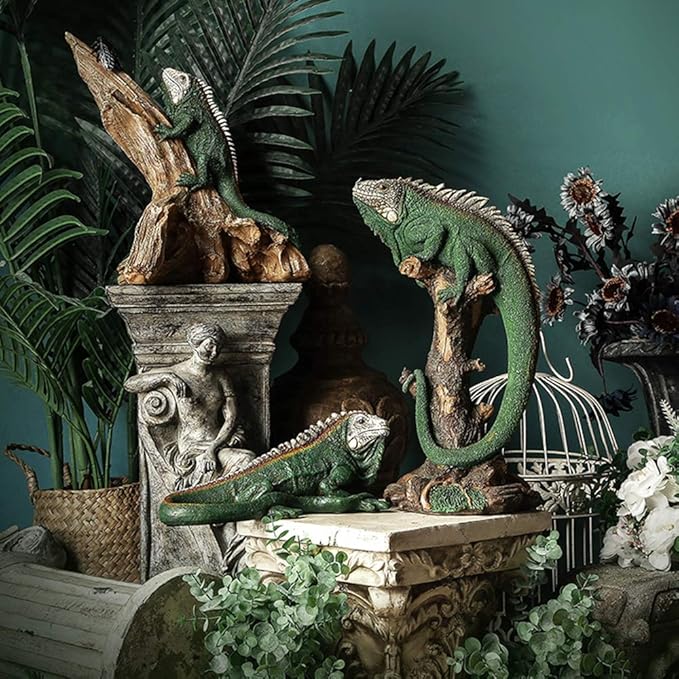14 Inch Lizard Statue Resin Sculpture Decor Figurines for Home Decor Accents, Living Room Bedroom Office Decoration - Animal Sculptures Collection for Lizard Lovers-PawvioPets