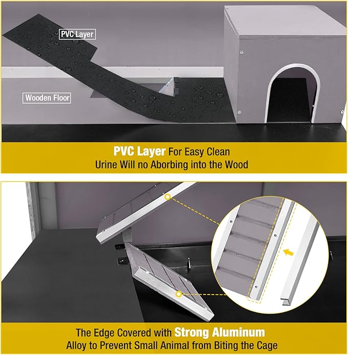 Aivituvin Guinea Pig Cage Chew Proof Hamster Cage Metal Frame Rat House Small Animal Habitat Critter Nation Cage 2 Levels Double Use Movable-PawvioPets