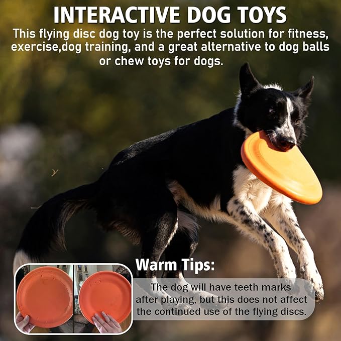 Dog Flying Disc - Durable Rubber Flying Disc Dog Toy - 9.25" Indestructible Rubber Dog Flying Discs Flyer Dog Toys - Puncture Resistant & Bite Resistant Extremely - for Medium Large Dogs-PawvioPets