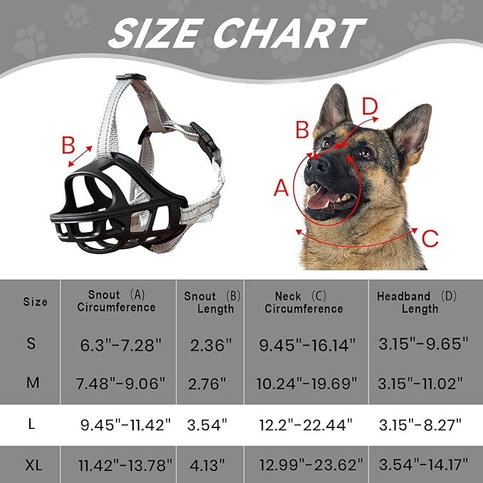 Dog Muzzle, Basket Muzzle for Small Medium Large Dogs, Anti-Biting and Chewing, Lightweight & Sturdy Cage Design, Allows Panting & Drinking, Ideal for Grooming & Training(Black Size L)-PawvioPets