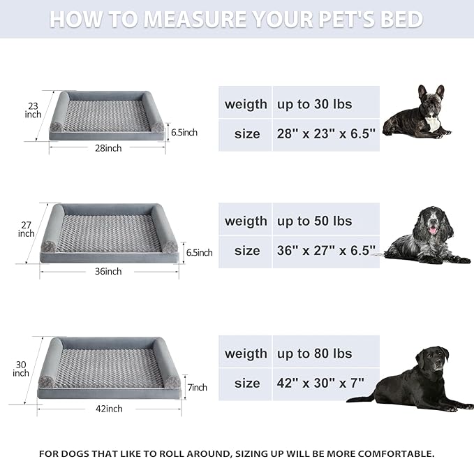 BFPETHOME Dog Beds for Large Dogs, Orthopedic Dog Bed for Medium Large Dogs,Big Waterproof Couch Pet Bed with Removable Washable Cover-PawvioPets