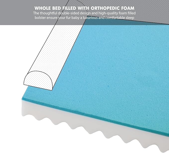 Friends Forever Orthopedic Dog Bed for Medium Dogs, Waterproof Memory Foam Dog Sofa Bed M with Removable Washable Cover, Ally Khaki, 28x23x6.5-PawvioPets