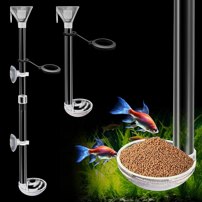 Aquarium Fish Shrimp Feeding Dish Set, Shrimp Feeding Dish Set, Transparent Shrimp Feeding Adjustable Tube with Feeding Ring, Cleaning Brush for Fish Tank and Preventing Food Scattering (Large)-PawvioPets