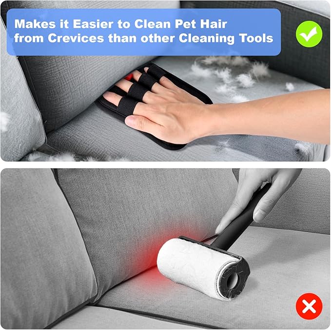 AIERSA 2Pcs Electrostatic Pet Hair Removal Glove, Electro Gloves Pet Hair, Reusable Static Pet Hair Remover Mitt, Cat & Dog Hair Removal Tool for Furniture, Clothes, Carpet, Car, Couch-PawvioPets