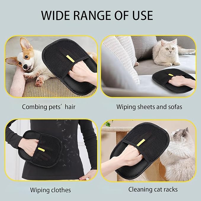 2 Pcs Pet Hair Removal Gloves for Dogs & Cats, Electrostatic Glove for Pet Hair, Cat Grooming Gloves for Hair Removal，Reusable Cat & Dog Hair Remover for Couch, Furniture, Carpet, Curtain-PawvioPets