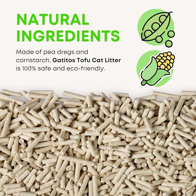 Gatitos Tofu Cat Litter Climping Quickly, Natural Material, Dissolves in Water and can be Flushed Down The Toilet, Vacuum Packing（Original Flavor| Pack*1）-PawvioPets