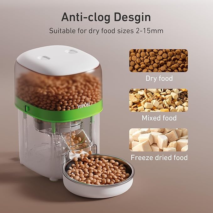 Automatic Cat Feeder - 2L Cat Food Dispenser, Timed Auto Pet Feeder with 180-day Battery Life, 1-6 Meals Per Day, 1-16 Portion, Desiccant Bag Keeps Dry Food Fresh, Also for Small Dogs-PawvioPets