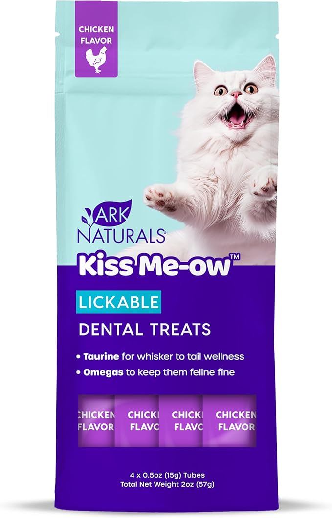 Ark Naturals Kiss Me-Ow Lickable Dental Cat Treats, Chicken Flavored, No Artificial Flavors, 2 Ounces (Pack of 6)-PawvioPets