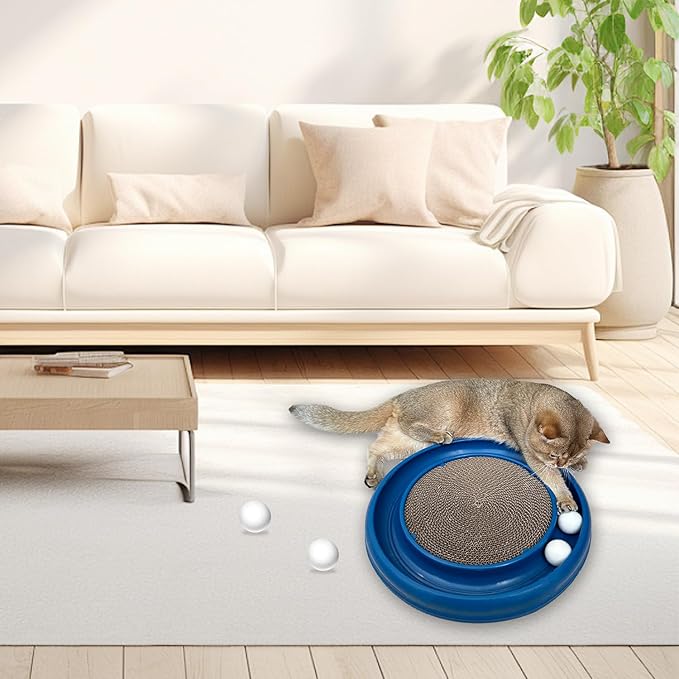 Cat Ball Toy Cat Track Balls Replacement Track Balls for Turbo Round Scratcher Toy (4 pcs), White-PawvioPets