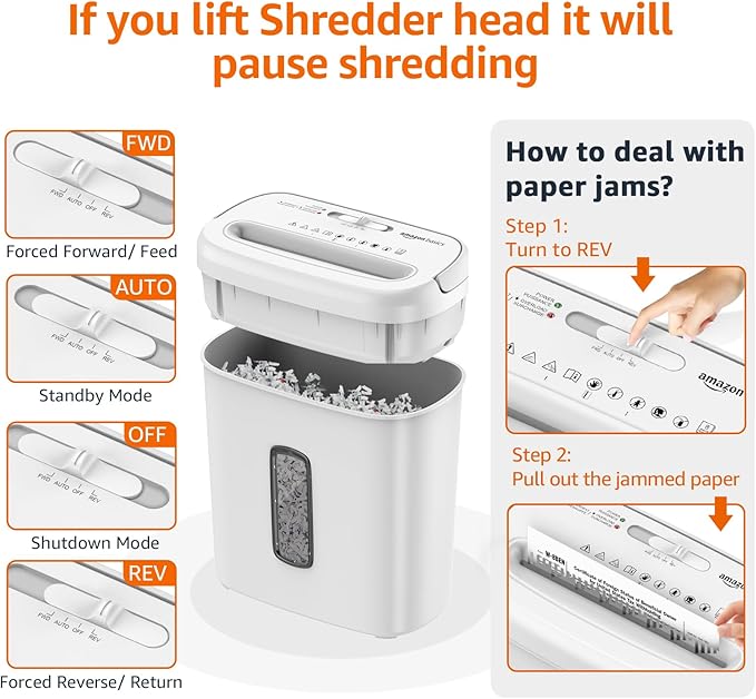 Amazon Basics Cross Cut Paper and Credit Card Shredder for Security - 8-Sheet, Heavy Duty, White-PawvioPets