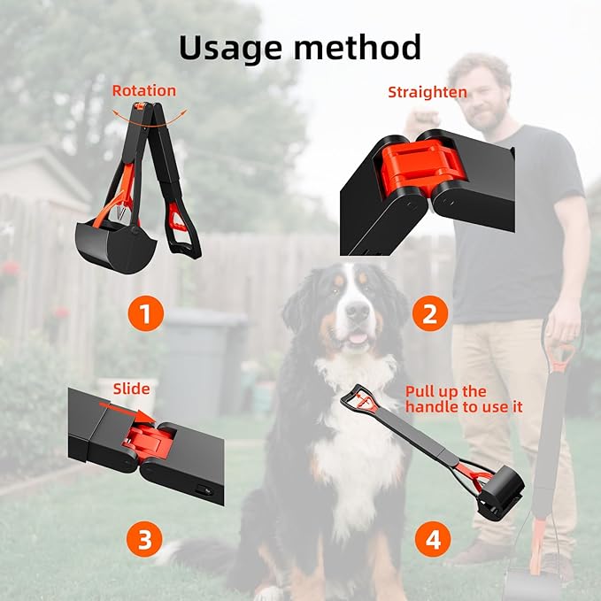 2 Pack 32 Inch Foldable Dog Pooper Scooper,Dog Poop Pick Up Tool for Large&Small Dogs,Sturdy & Light Weight,Easy to Carry and Clean-PawvioPets