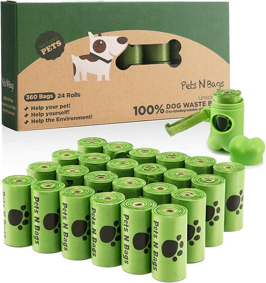 Dog Poop Bags, Dog Waste Bags, Biodegradable Unscented Refill Rolls, Includes Dispenser-PawvioPets
