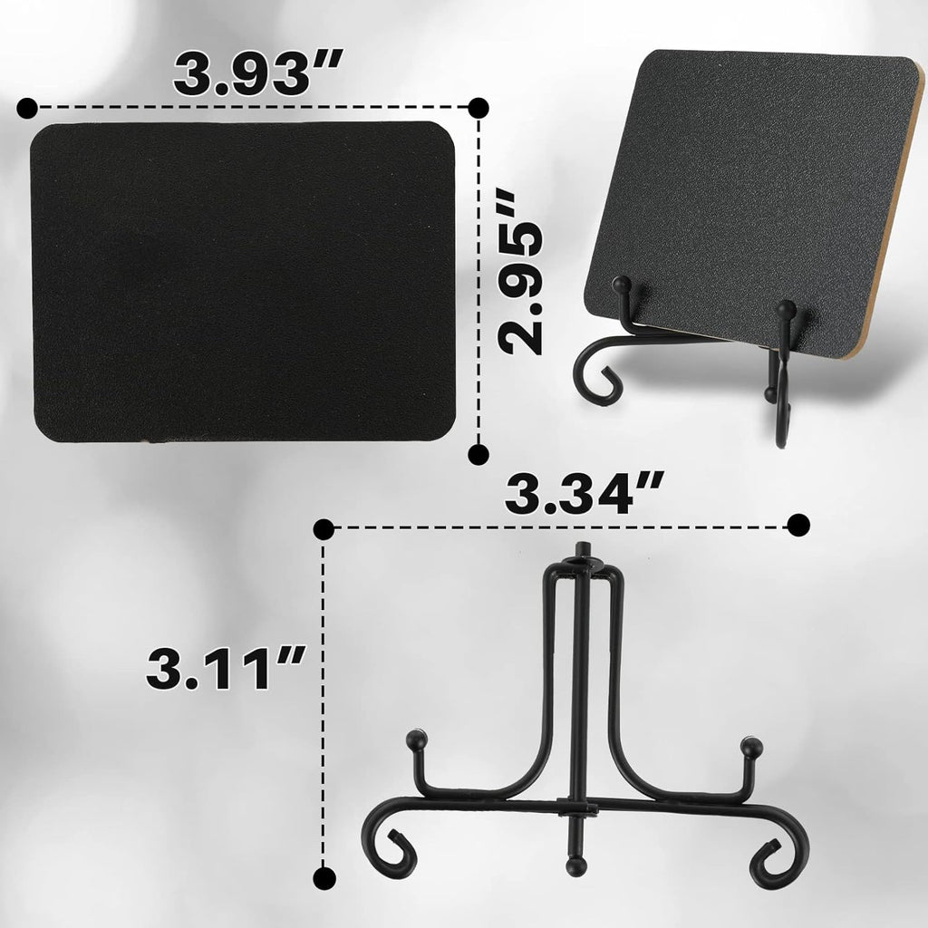 Mini Chalkboard Signs for Food Labels for Party Buffet, Small Place Cards or Name Tags with Iron Stand for Chafing Dish, Mimosa Bar Supplies, Wedding Chalk Board Sign with 2 Pens, 18 Pack Black
