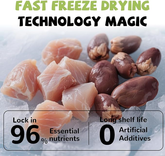Freeze Dried Dog Treats,Chicken Breast&Organs Recipe Raw Dog Food Topper, High Protein Freeze-Dried Food for Cats, Rawhide Free, Gluten&Grain Free, 5.3oz-PawvioPets