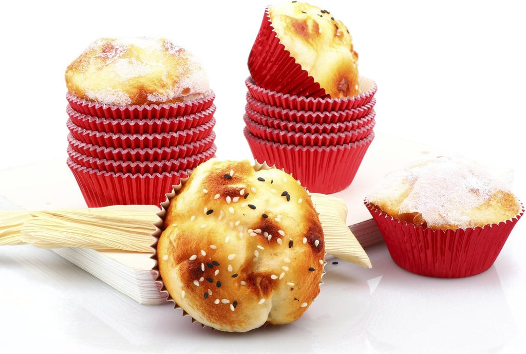 Gifbera Standard Red Foil Cupcake Liners Wrappers Baking Cups for Birthday Wedding Holiday Party, 200-Count (Red)
