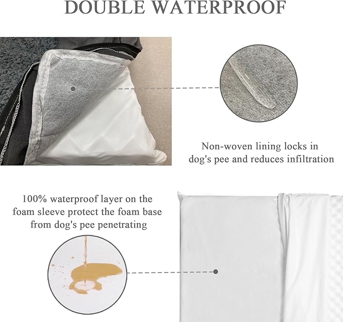 Dog Beds for Large Sized Dog, Washable Large Dog Bed Couch with Waterproof and Removable Cover, Orthopedic Dog Crate Bed Sofa with Nonskid Bottom, Pet Bed for Dogs Up to 95lbs, 44" L x 32" W x 7" Th-PawvioPets