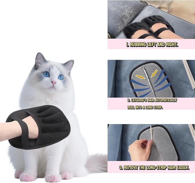 2Pcs Pet Hair Remover Gloves for Cats & Dogs, Electrostatic Pet Hair Removal Glove Brush, Upgraded Reusable Animal Fur Removal Tool, Pet Grooming Gloves for Clothing, Couch, Carpet, Car Seatd-PawvioPets