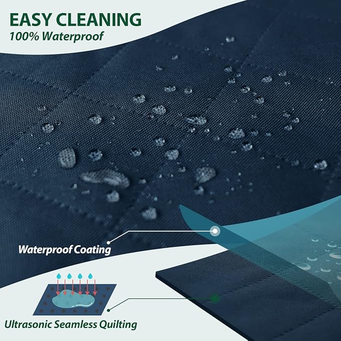 Dog Car Front Seat Cover with Side Flaps & Buckle Straps for Pet, 100% Waterproof 600D Oxford Single Seat Protector Heavy Duty Quilted Scratch Proof, Universal Size for SUV Truck, Blue-PawvioPets