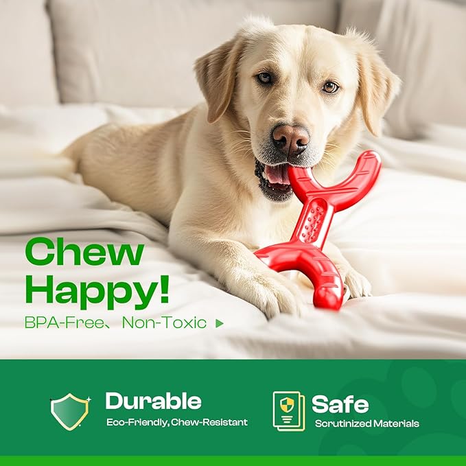 Dog Toys for Aggressive Chewers - Heavy Duty Chew Proof Durable Toy for Large Breed Dogs, Interactive Tough Nylon Bone for Boredom Relief & Mental Stimulation-PawvioPets