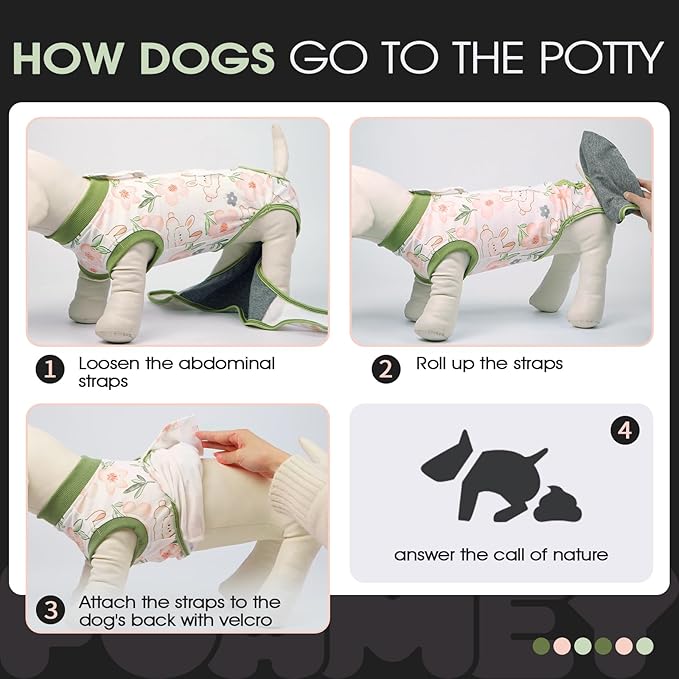 FUAMEY Dog Recovery Suit Male,Dogs Surgery Neuter Suits Puppy Spay Shirts for Female Protect Dog's Skin Anti Licking Abdominal Wounds Doggie Onesie Pet Bodysuit Alternative to Cone Rabbit Flower S-PawvioPets