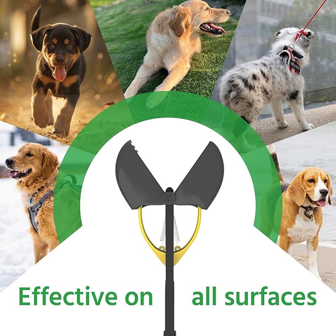 28" Heavy Duty Dog Pooper Scooper for Large Dogs, Extra Long Handle Foldable Poop Pick Up Tool with Durable Spring, Great for Yard, Lawns, Grass, Dirt, Gravel-PawvioPets