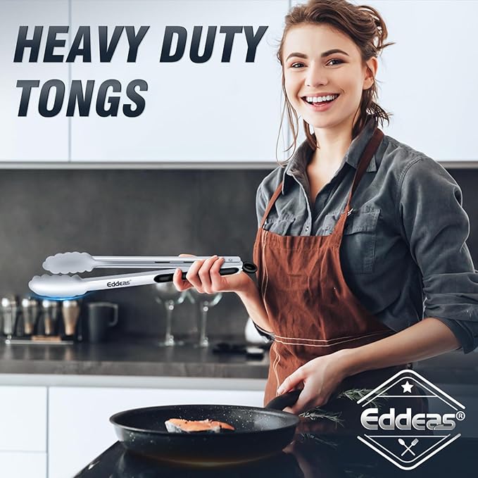 4 Pack Tongs For Cooking, Heat Resistant 600 Degrees 9",12" Stainless Steel Locking Metal Tong & 9",12" Kitchen Tongs with Silicone Tips, Non-Slip Food Silicone Tong, Heavy Duty, Non-Stick-PawvioPets