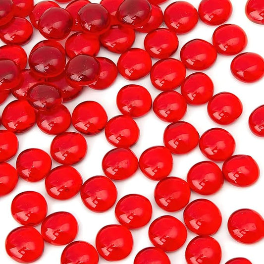 FUTUREPLUSX 1LB Red Glass Beads, Flat Glass Marbles Burgundy Pebbles Marbles for Vases Decorative Red Colored Gemstones Fish Tank Table Scatter Decor Art Craft-PawvioPets