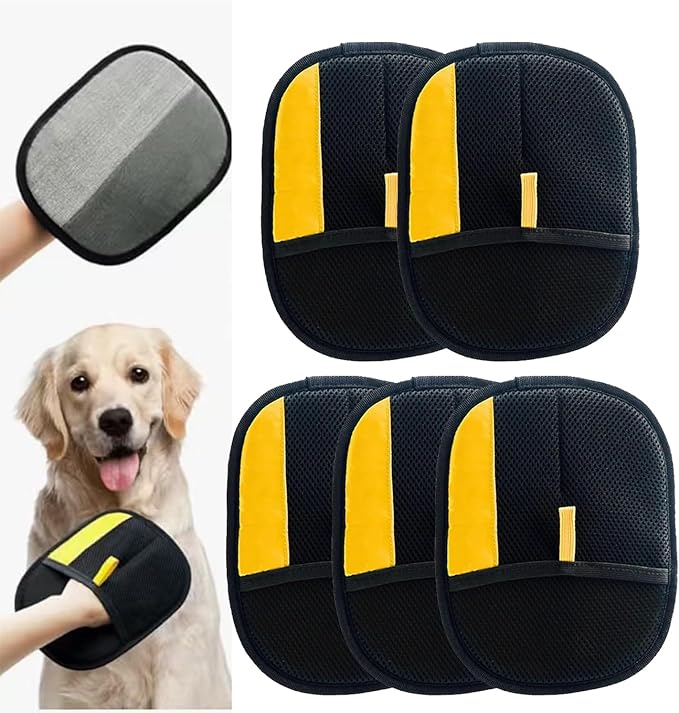 5Pcs Electrostatic Pet Hair Removal Glove for Dogs & Cats, Reusable Grooming Pet Hair Remover Tool for Couch, Carpet, Curtain-PawvioPets