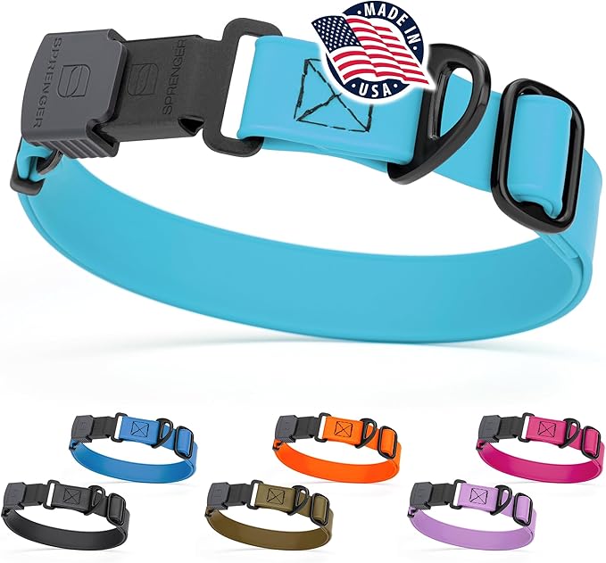 Dogline Biothane Waterproof Dog Collar with Herm Sprenger Stainless Steel Quick Release Buckle – Heavy Duty Tactical Durable Collar for Dogs – Comfortable and Safe Pet Collar, W 1" L 15-25" Sky Blue-PawvioPets
