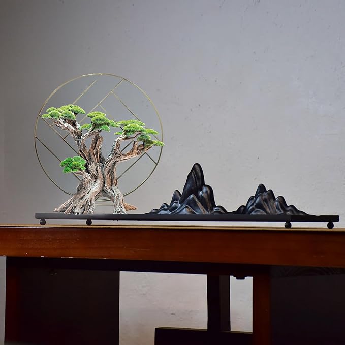 Fish Tank Decor- Bonsai Tree of The Forest with Faux Moss- Aquarium Decoration Aquascaping- Made of Sandstone, 8.8 x 4.3 x 7.8 inches-PawvioPets