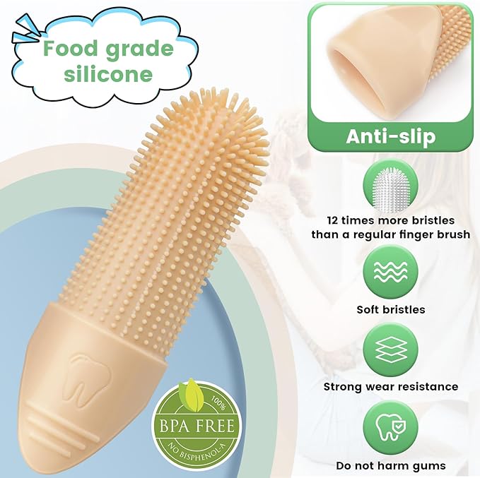 4 Pack Dog Toothbrush, 360° Cleaning Finger Brush for Dogs Teeth, Food Grade Silicone Pet Brush Fits Most Fingers, Puppy Toothbrush for Dogs & Cats Dental Care-PawvioPets